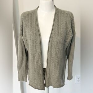 Garnet Hill Sage Green Cashmere Open Front Sweater S